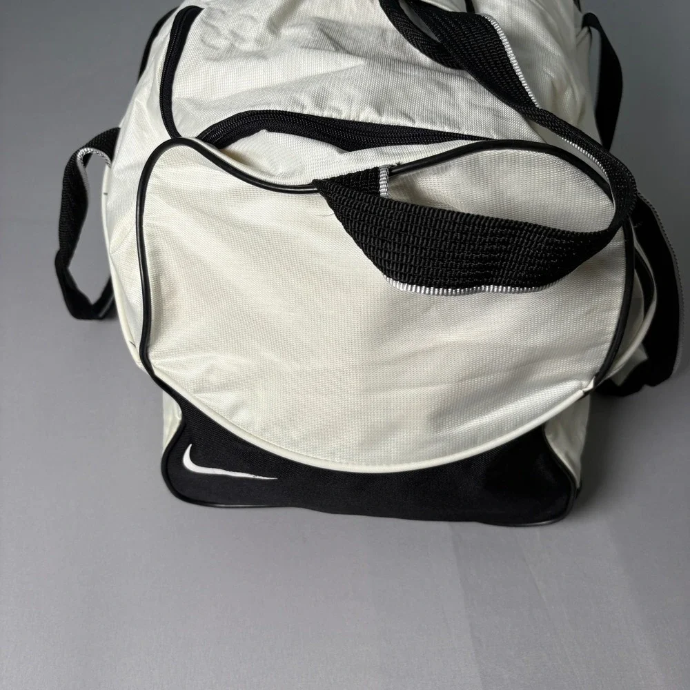 Nike Woven Duffel Bag White Black Gym Travel Training Swoosh Logo